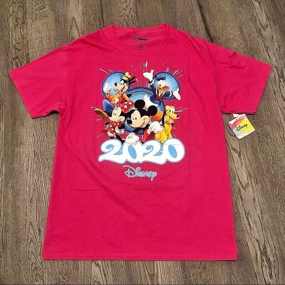 𝅺2020 Disney World Mickey Mouse Minnie Mouse Donald Duck Pink T-Shirt Women’s L - Picture 1 of 6